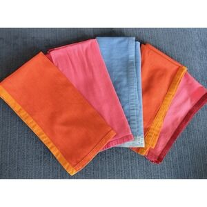 Crate and Barrel Fabric Napkins Multi Twilight 20 X 20 Square Set 5 PCS Cotton